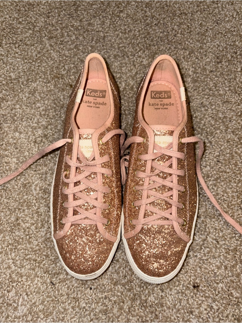 kate spade x Keds Rose Gold Glitter Sneakers